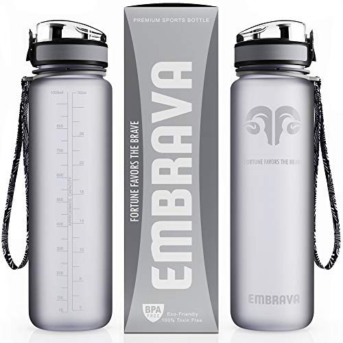 Embrava Best Sports Water Bottle – 32oz Large – Fast Flow, Flip Top Leak  Proof Lid w/One Click Open – Non-Toxic BPA Free & Eco-Friendly Tritan  Co-Polyester Plastic – FitnessMarketplace