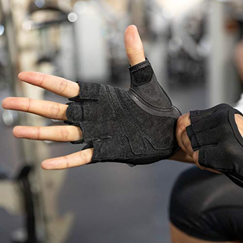 Harbinger Women's Power Weightlifting Gloves with StretchBack Mesh and Leather Palm 1 Pair 