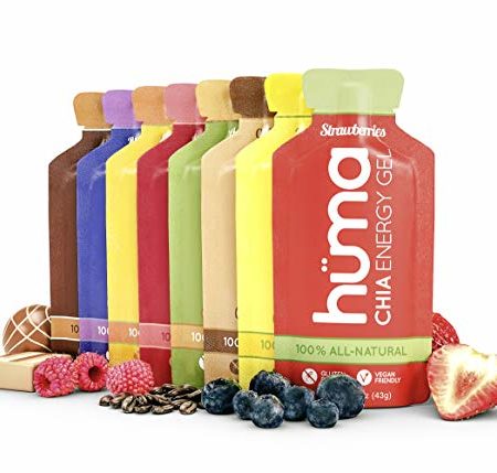 Huma Chia Energy Gel, Variety Pack, 12 Gels - Premier Sports Nutrition for Endurance Exercise - 8 Flavors