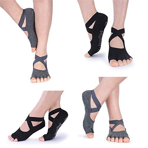 Toeless Non Slip Yoga Socks for Grip Half Toe Socks for Pilates or Yoga 