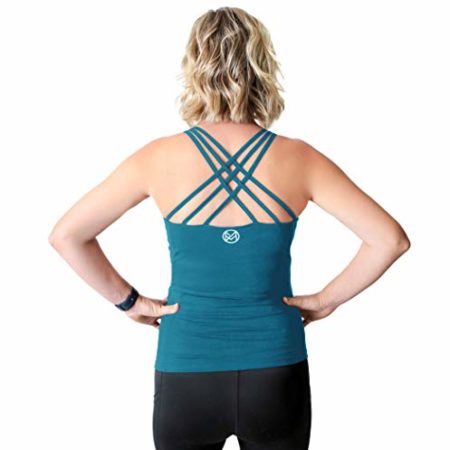 Movemama Maternity Workout and Yoga Top with Cross Back Detail, Shelf Bra and Removable Padding