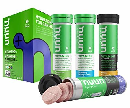 Nuun Vitamins: Vitamins + Electrolyte Drink Tablets, Mixed Flavor Box of 4 (48 Servings), 2 caffeinated flavors, 2 non-caffeinated flavors, Enhanced Wellness & Energy