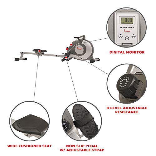 Sunny Health & Fitness SF-RW5515 Magnetic Rowing Machine with LCD Monitor